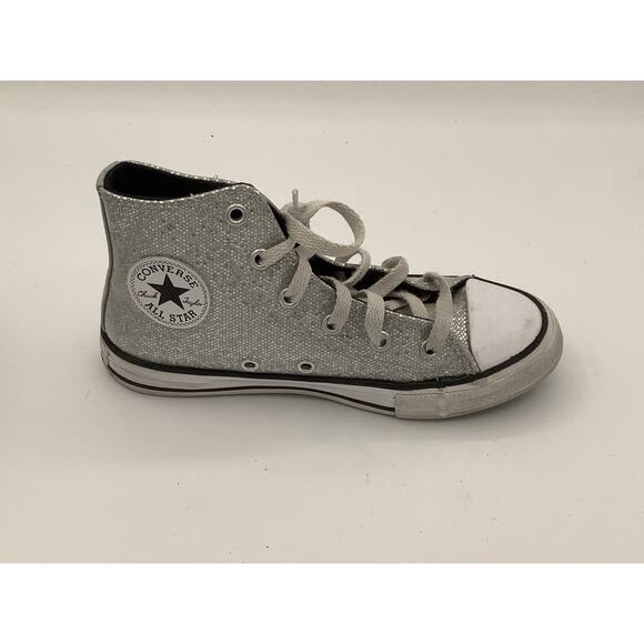 Kids Converse High Top Silver Sparkles Youth 1 Festive Holiday Party - Picture 2 of 7